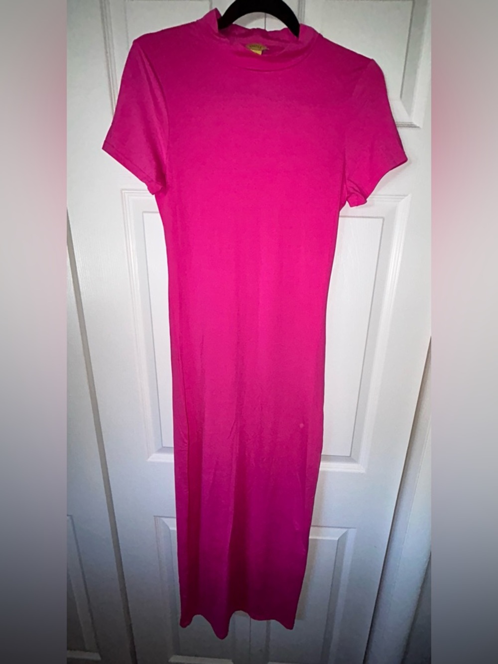 Simple Short-Sleeve Pink Maxi Dress